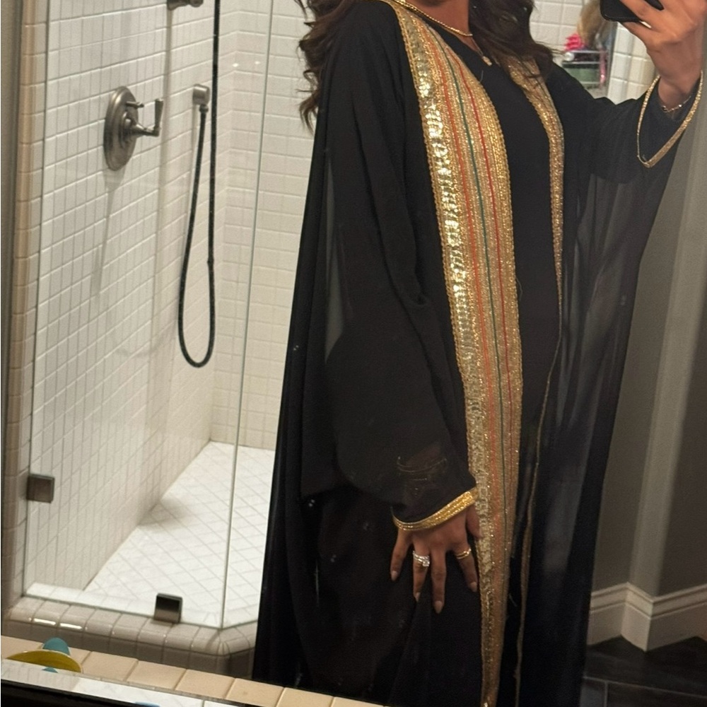 Source Unknown Black and Gold Maxi Dress